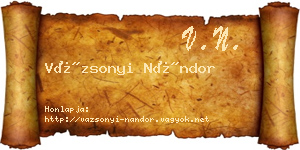 Vázsonyi Nándor névjegykártya